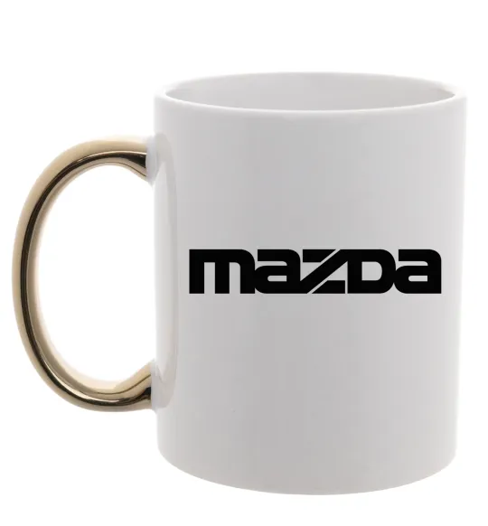 Чашка с цветной ручкой Mazda напис Золото фото