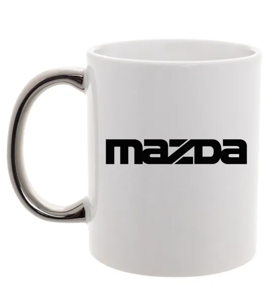 Чашка с цветной ручкой Mazda напис Серебро фото