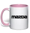 Чашка с цветной ручкой Mazda напис Нежно розовый фото
