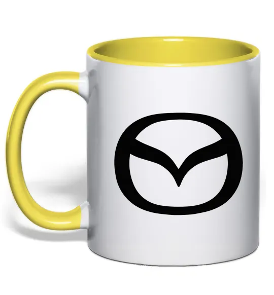 Чашка с цветной ручкой Mazda logo Лимонный фото