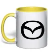 Чашка с цветной ручкой Mazda logo Лимонный фото