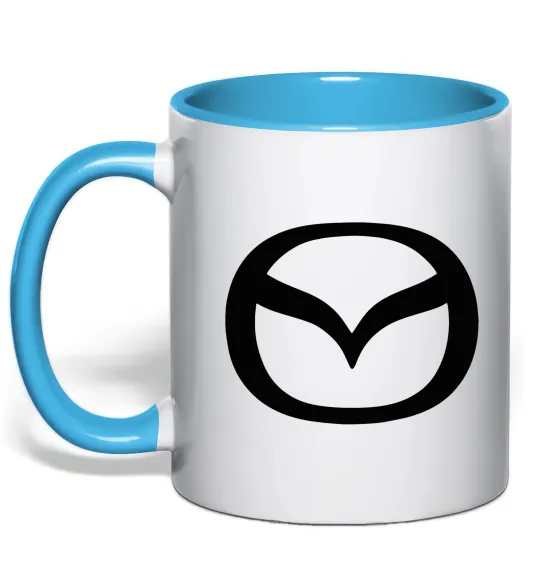 Чашка с цветной ручкой Mazda logo Голубой фото