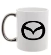 Чашка с цветной ручкой Mazda logo Серебро фото