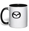 Чашка з кольоровою ручкою Mazda logo Чорний фото