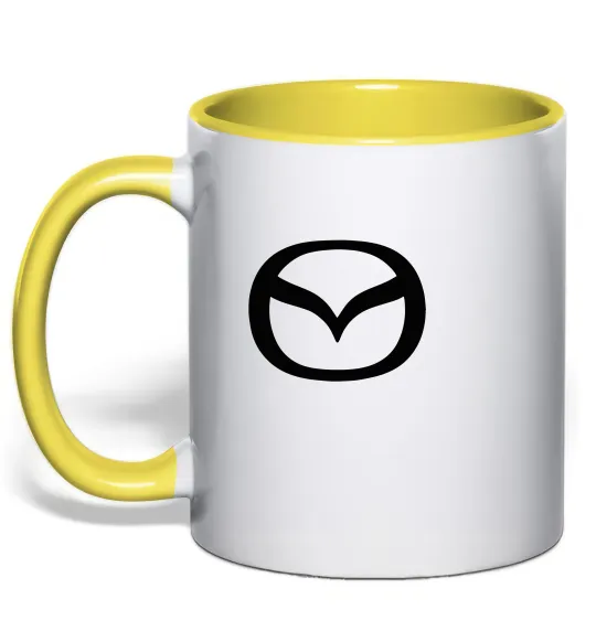 Чашка с цветной ручкой Mazda logo Лимонный фото