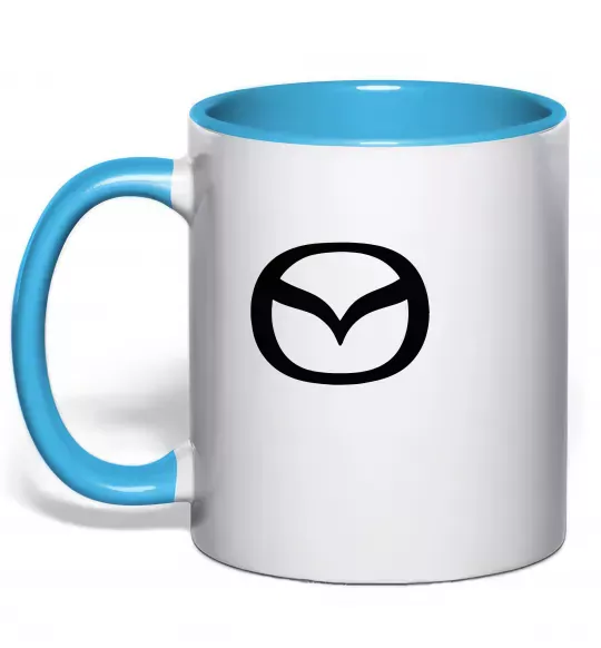Чашка з кольоровою ручкою Mazda logo Блакитний фото