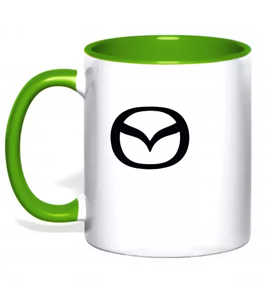 Чашка з кольоровою ручкою Mazda logo Зелений фото