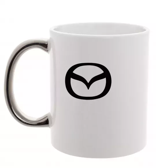 Чашка з кольоровою ручкою Mazda logo Срібло фото