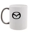 Чашка з кольоровою ручкою Mazda logo Срібло фото