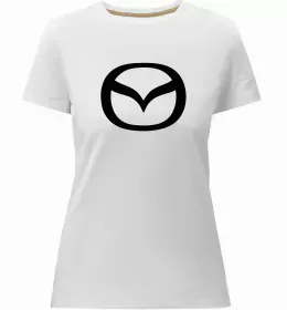 Женская премиум футболка Mazda logo та назва Белый фото