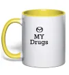 Чашка с цветной ручкой Mazda my drugs Солнечно желтый фото