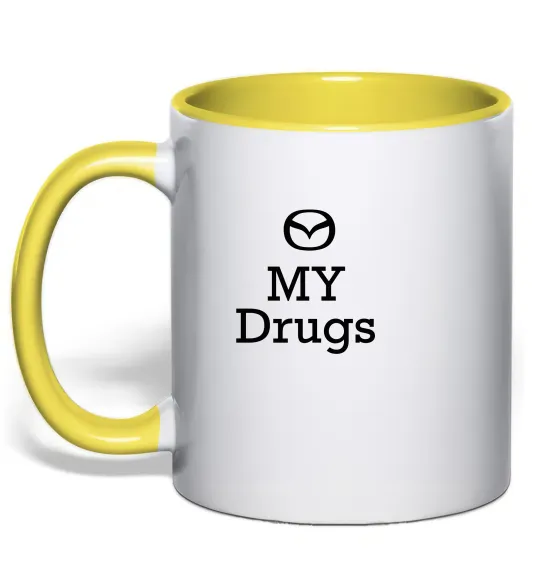 Чашка с цветной ручкой Mazda my drugs Лимонный фото