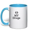 Чашка с цветной ручкой Mazda my drugs Голубой фото