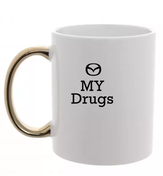 Чашка с цветной ручкой Mazda my drugs Золото фото