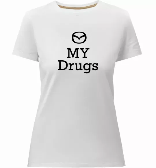 Женская премиум футболка Mazda my drugs Белый фото