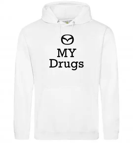 Чоловіча толстовка (худі) Mazda my drugs Білий фото