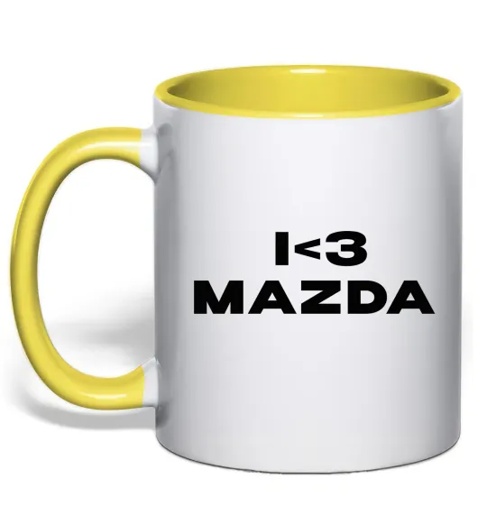 Чашка з кольоровою ручкою I <3 Mazda Лимонний фото