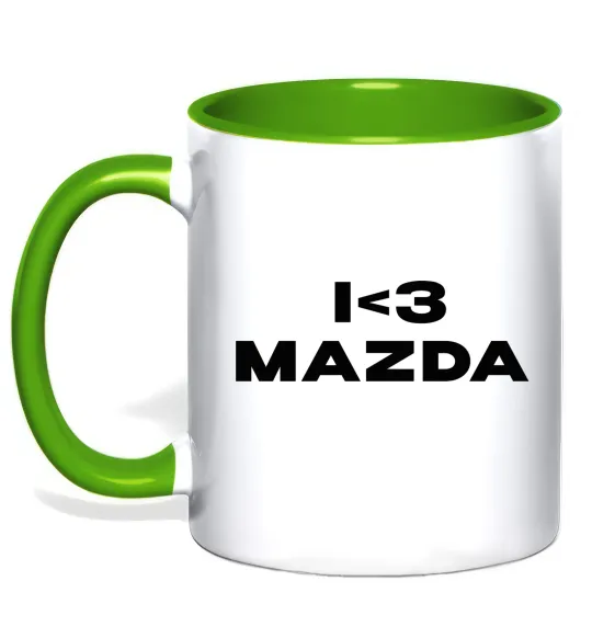 Чашка з кольоровою ручкою I <3 Mazda Лаймовий фото