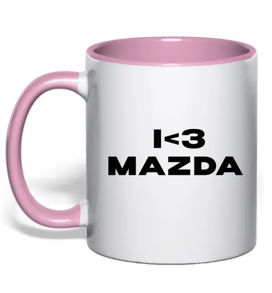 Чашка з кольоровою ручкою I <3 Mazda Ніжно рожевий фото