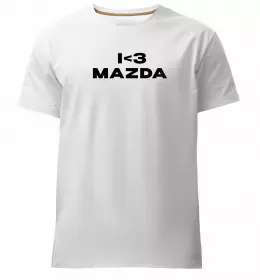 Чоловіча преміум футболка Mazda logo та назва Білий фото