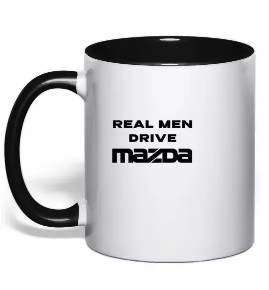 Чашка з кольоровою ручкою Real men drive Mazda Чорний фото