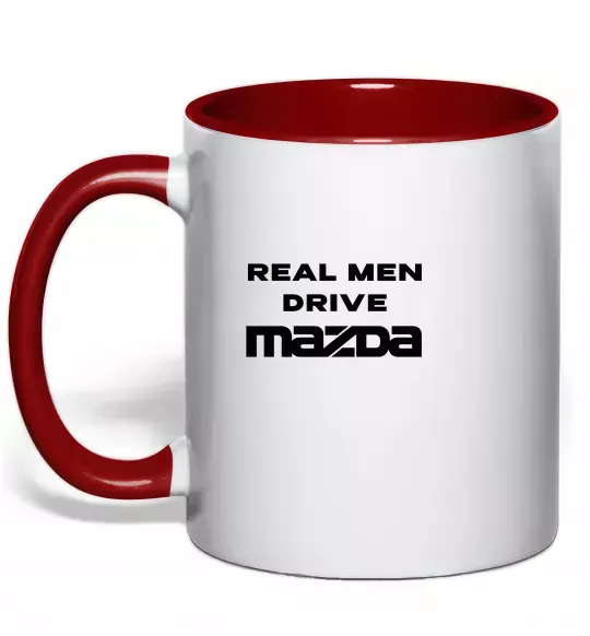 Чашка з кольоровою ручкою Real men drive Mazda Червоний фото