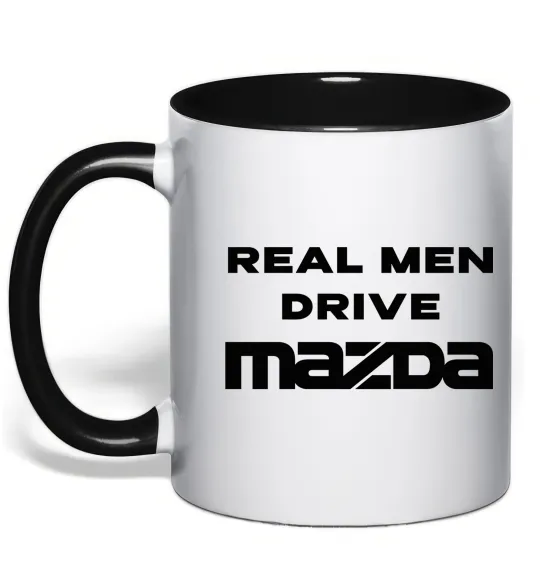 Чашка з кольоровою ручкою Real men drive Mazda Чорний фото