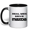 Чашка з кольоровою ручкою Real men drive Mazda Чорний фото