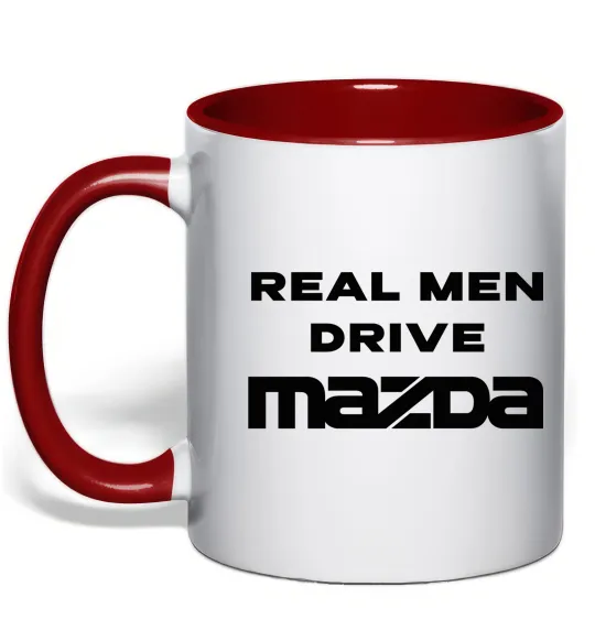 Чашка з кольоровою ручкою Real men drive Mazda Червоний фото
