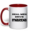 Чашка з кольоровою ручкою Real men drive Mazda Червоний фото