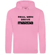 Чоловіча толстовка (худі) Real men drive Mazda Рожевий фото