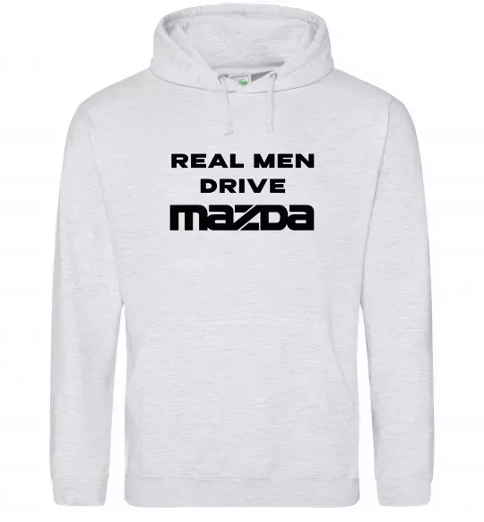 Чоловіча толстовка (худі) Real men drive Mazda Сірий меланж фото