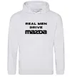 Чоловіча толстовка (худі) Real men drive Mazda Сірий меланж фото