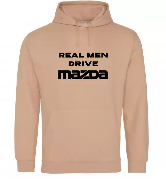 Чоловіча толстовка (худі) Real men drive Mazda Пісочний фото