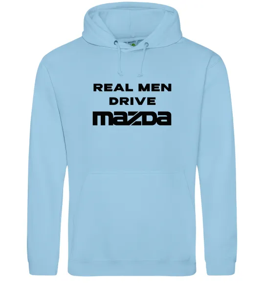 Чоловіча толстовка (худі) Real men drive Mazda Блакитний фото