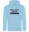 Чоловіча толстовка (худі) Real men drive Mazda Блакитний фото