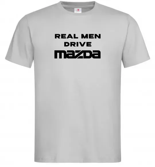 Мужская футболка Real men drive Mazda Серый фото