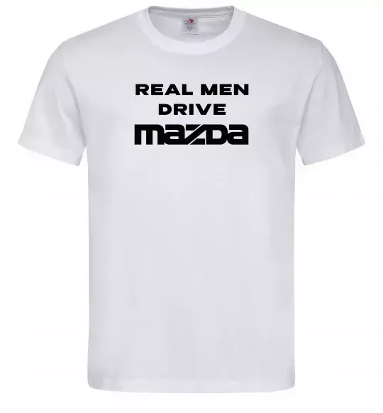 Мужская футболка Real men drive Mazda Белый фото