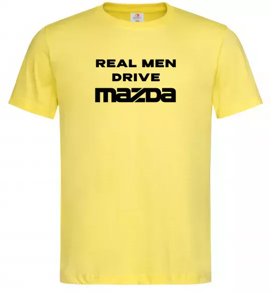 Мужская футболка Real men drive Mazda Лимонный фото
