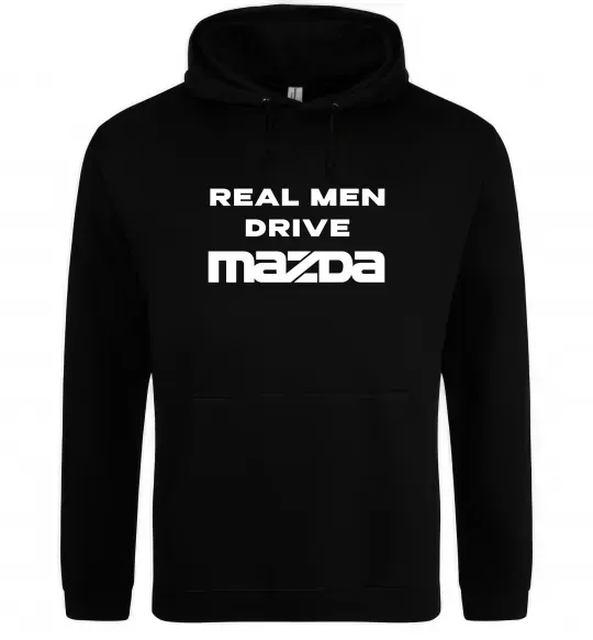 Чоловіча толстовка (худі) Real men drive Mazda Чорний фото