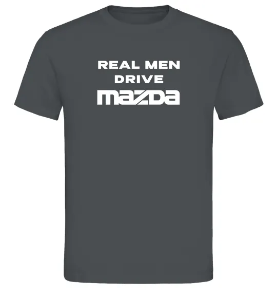 Мужская футболка Real men drive Mazda Графит фото