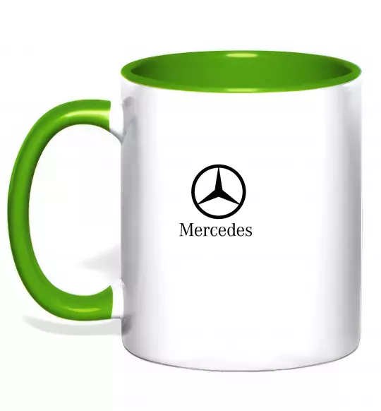 Чашка з кольоровою ручкою Mercedes logo та назва Зелений фото