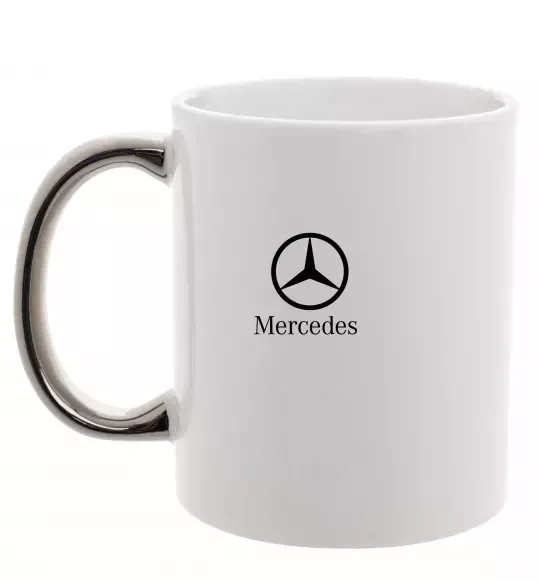 Чашка з кольоровою ручкою Mercedes logo та назва Срібло фото