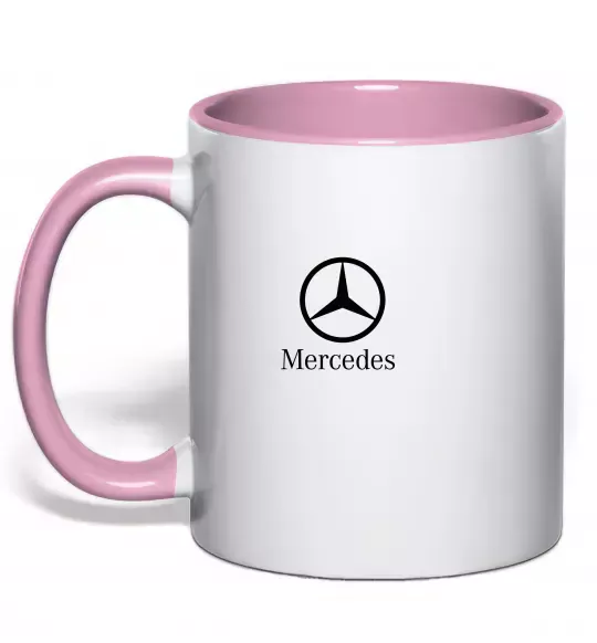 Чашка з кольоровою ручкою Mercedes logo та назва Ніжно рожевий фото