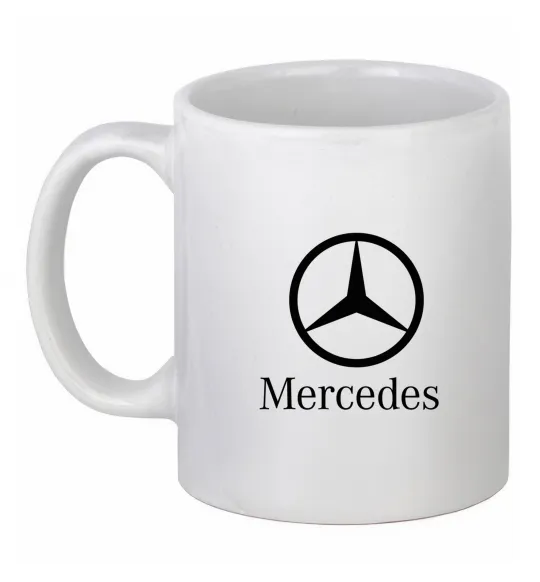 Чашка керамічна Mercedes logo та назва Білий фото