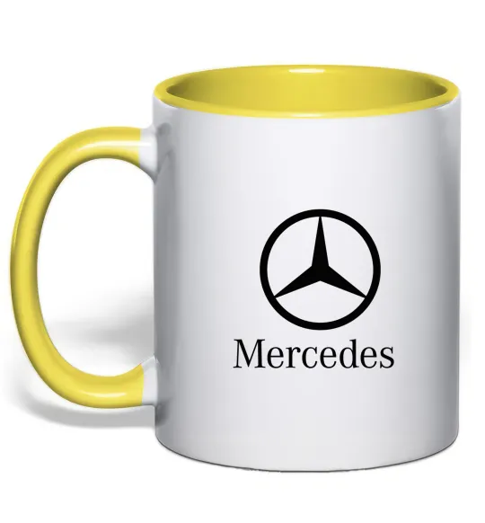 Чашка с цветной ручкой Mercedes logo та назва Солнечно желтый фото