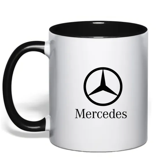 Чашка с цветной ручкой Mercedes logo та назва Черный фото