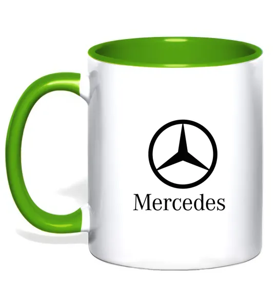 Чашка с цветной ручкой Mercedes logo та назва Зеленый фото