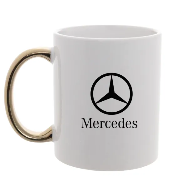 Чашка с цветной ручкой Mercedes logo та назва Золото фото