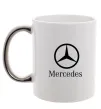 Чашка с цветной ручкой Mercedes logo та назва Серебро фото